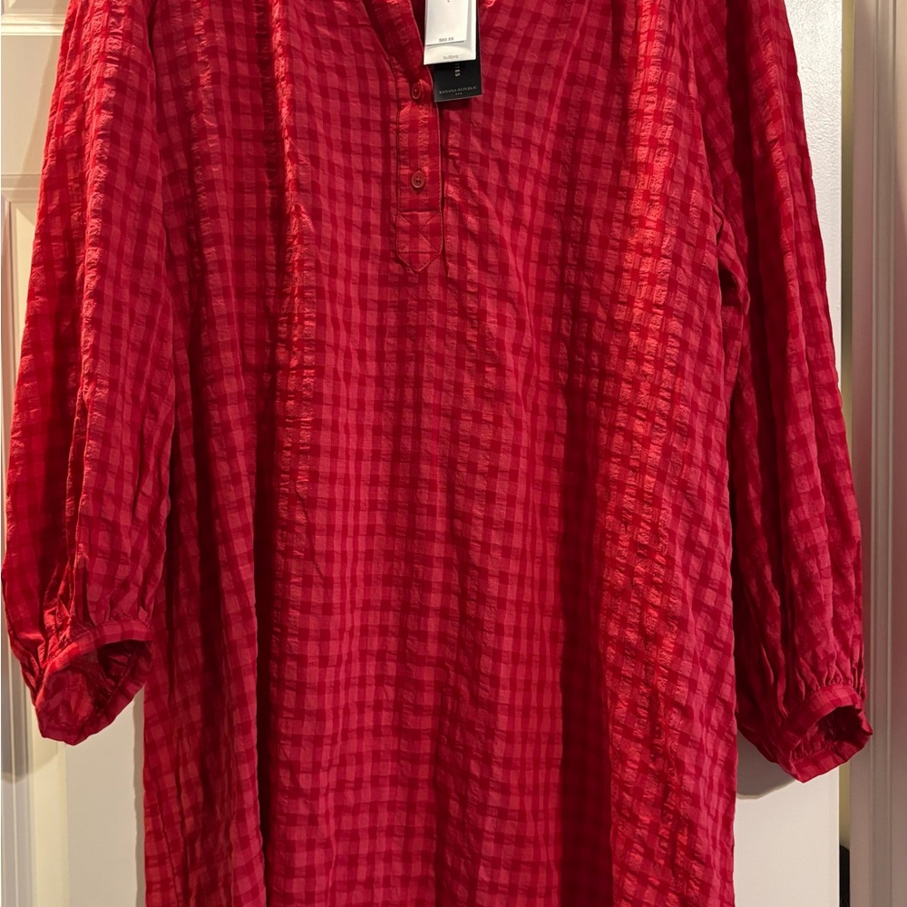 Banana Republic Red Plaid Midi Dress